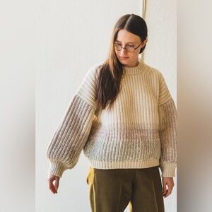 Micaela Greg Ombre Ribbed Balloon Sleeve Sweater